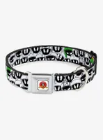 Looney Tunes Marvin The Martian stacked White Black Green Gold Seatbelt Buckle Dog Collar