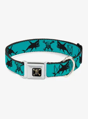 Disney Pirates Of The Caribbean Crossbones Sharks Seatbelt Buckle Dog Collar