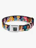 Disney Princess Poses Castle Silhouettes Purples Seatbelt Buckle Dog Collar