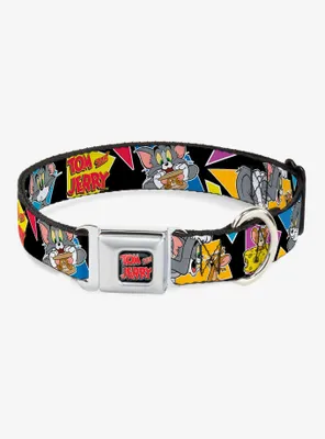 Tom And Jerry Multi Color Seatbelt Buckle Dog Collar