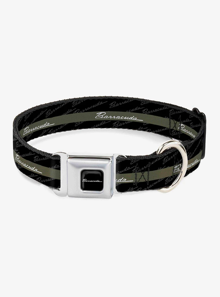 Barracuda Script Stripe Monogram Seatbelt Buckle Dog Collar