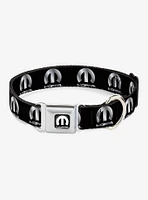 Mopar Logo Repeat Black Silver Gradient Seatbelt Buckle Dog Collar