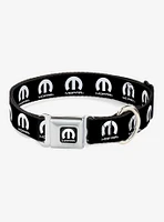 Mopar Logo Repeat Black Seatbelt Buckle Dog Collar
