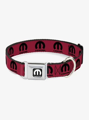 Mopar Logo Repeat Fuchsia Black Seatbelt Buckle Dog Collar