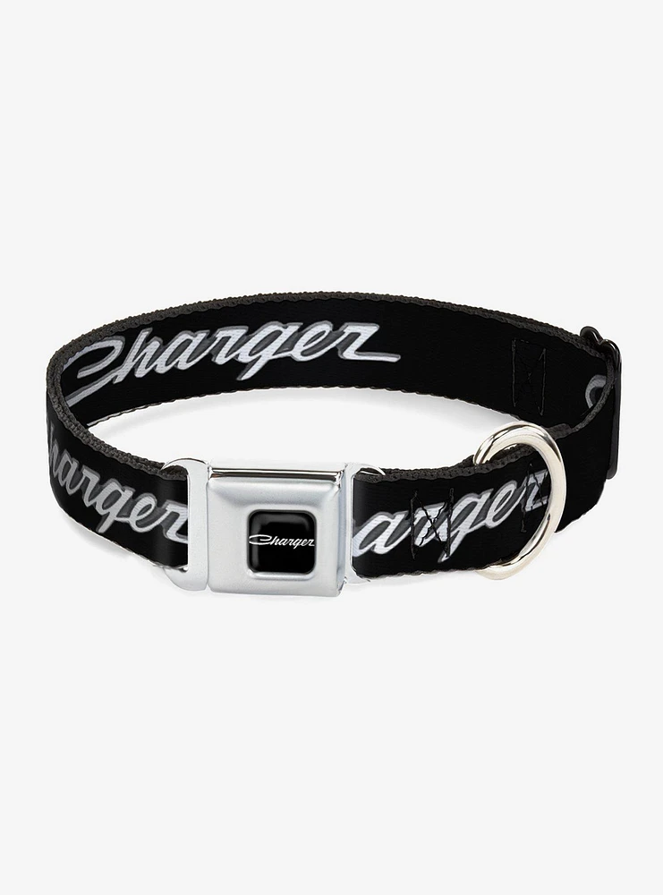 Charger Script Emblem Corner Seatbelt Buckle Dog Collar