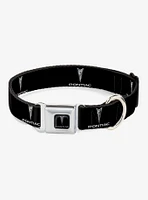 Pontiac Black Silver Logo Repeat Seatbelt Buckle Dog Collar