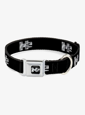 H2 Black Silver Logo Seatbelt Buckle Dog Collar