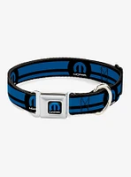 Mopar Logo Stripe Blue Seatbelt Buckle Dog Collar