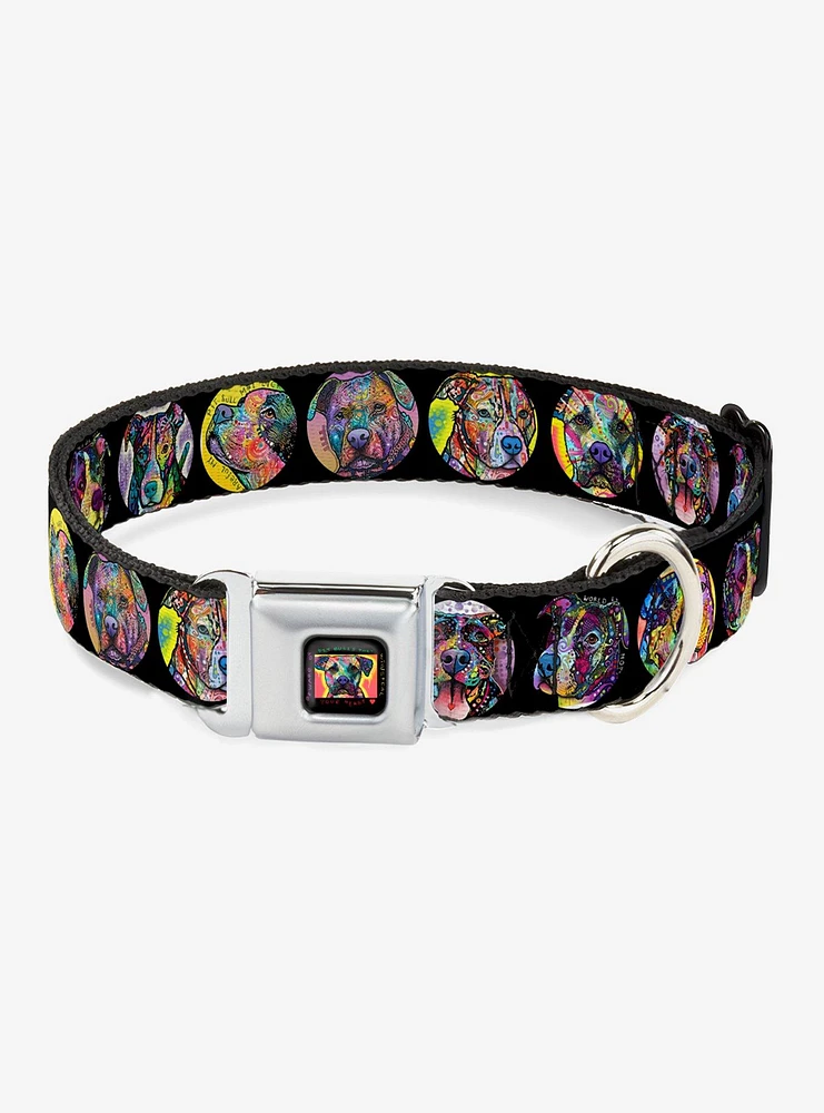 Pitbull Portraits Stylized Seatbelt Buckle Dog Collar