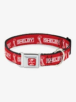 Shelby Box And Super Snake Cobra Red White Seatbelt Buckle Dog Collar