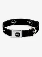 Barracuda Emblem Repeat Black Silver Seatbelt Buckle Dog Collar