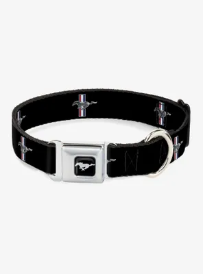 Ford Mustang Bars Logo Repeat Seatbelt Buckle Dog Collar