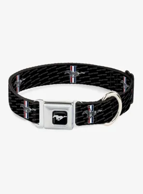 Ford Mustang Bars Repeat Text Seatbelt Buckle Dog Collar