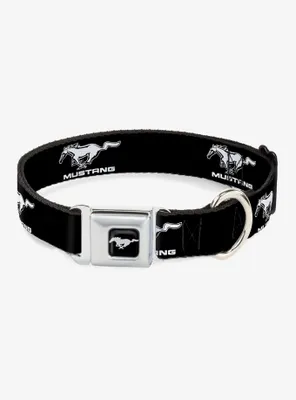 Ford Mustang Black White Logo Repeat Seatbelt Buckle Dog Collar
