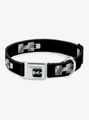 H3 Black Silver Logo Repeat Seatbelt Buckle Dog Collar