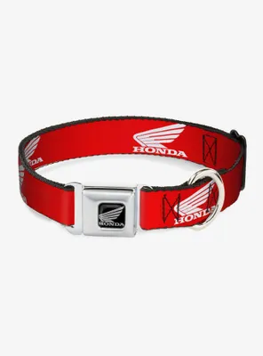 Honda Motorcycle Logo Red White Seatbelt Buckle Dog Collar