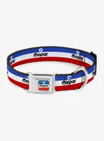 Mopar Logo Stripe Blue White Red Seatbelt Buckle Dog Collar