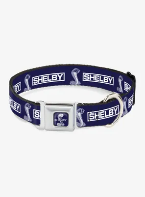 Shelby Box And Super Snake Cobra Blue White Seatbelt Buckle Dog Collar