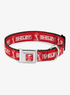 Shelby Box And Super Snake Cobra Red White Seatbelt Buckle Dog Collar