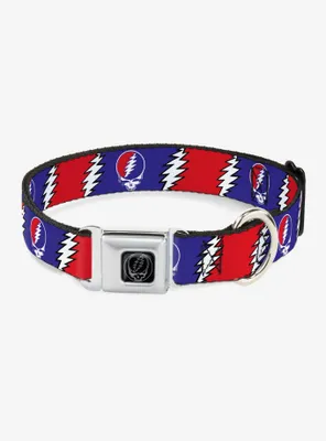 Grateful Dead Steal Your Face Lightning Bolt Seatbelt Buckle Dog Collar