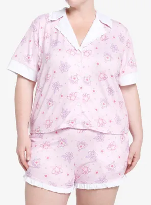 Kawaii Sakura Bunny Ears Girls Button-Up Lounge Top Plus