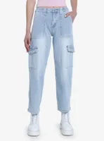 Social Collision Light Wash Denim Cargo Pants