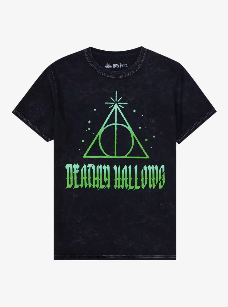 Harry Potter Deathly Hallows Heavy Metal Font Boyfriend Fit Girls T-Shirt