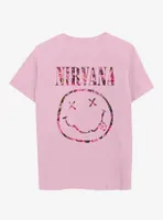 Nirvana Floral Smile Logo Boyfriend Fit Girls T-Shirt