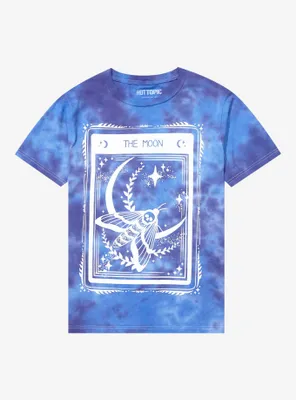 Moon Moth Tarot Card Tie-Dye Boyfriend Fit Girls T-Shirt
