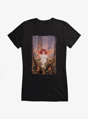 Ember The Fire Sprite Girls T-Shirt by Ruth Thompson