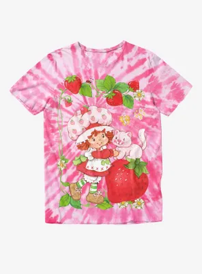 Strawberry Shortcake Custard Tie-Dye Boyfriend Fit Girls T-Shirt