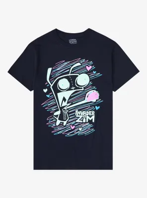 Invader Zim GIR Neon Scribble Boyfriend Fit Girls T-Shirt