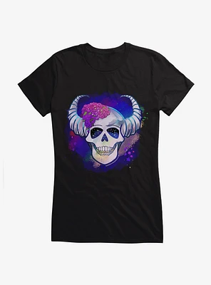 Floral Skull Girls T-Shirt by Rose Catherine Khan