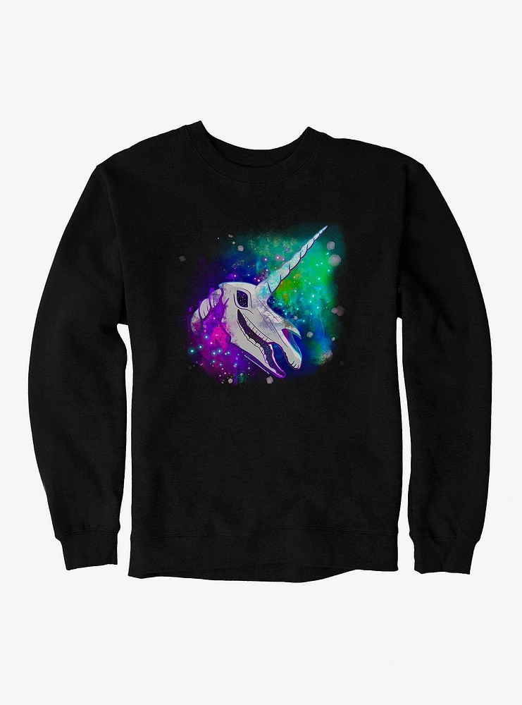 Cosmic Rainbow Unicorn Skull Sweatshirt by Rose Catherine Khan