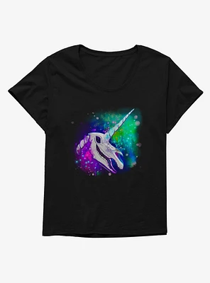 Cosmic Rainbow Unicorn Skull Girls T-Shirt Plus by Rose Catherine Khan