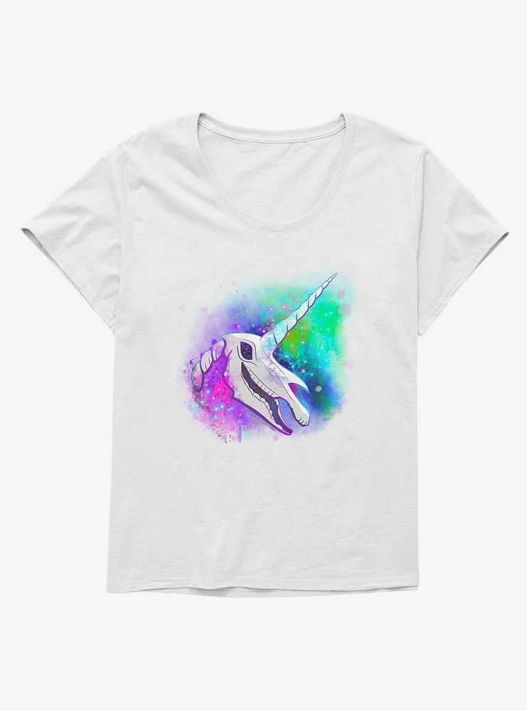 Cosmic Rainbow Unicorn Skull Girls T-Shirt Plus by Rose Catherine Khan