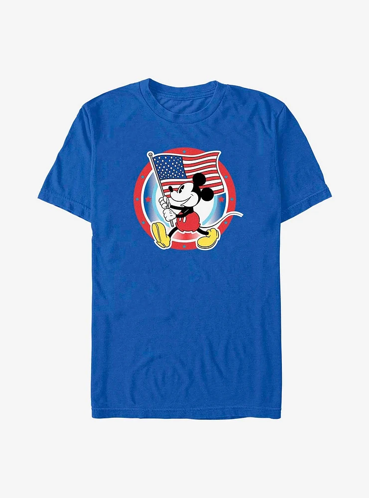 Disney Mickey Mouse American Flag Badge T-Shirt