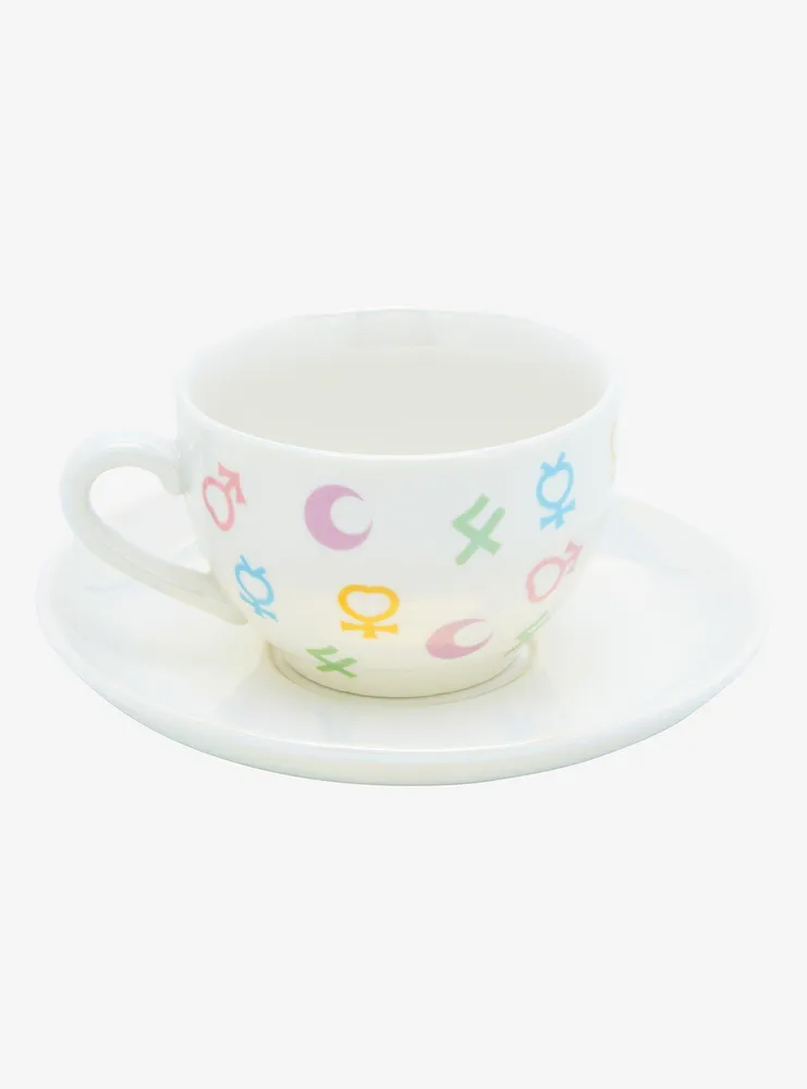 Sailor Moon Symbols Allover Print Iridescent Teacup with Saucer