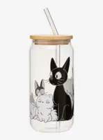 Studio Ghibli Kiki's Delivery Service Jiji & Lily Kittens Glass Cup with Lid & Straw - BoxLunch Exclusive