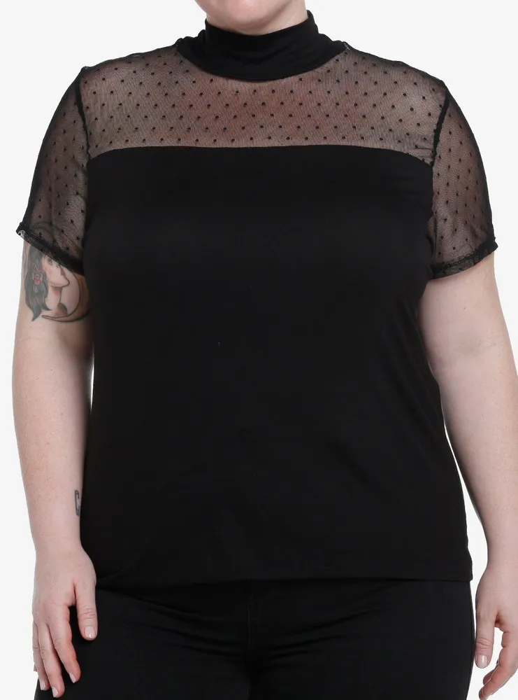 Strapless Dotted Mesh Corset Top