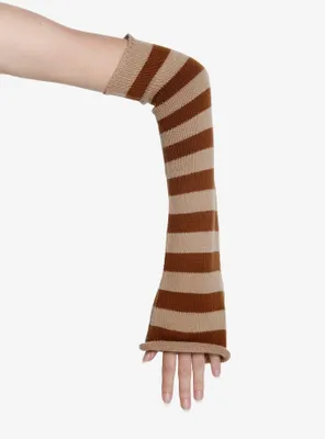 Brown Stripe Flared Arm Warmers