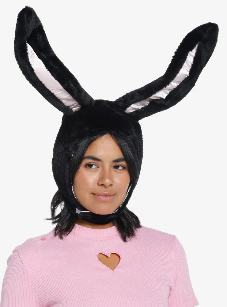 Black Bunny Ears Fuzzy Hood