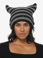 Grey & Black Cat Ear Beanie