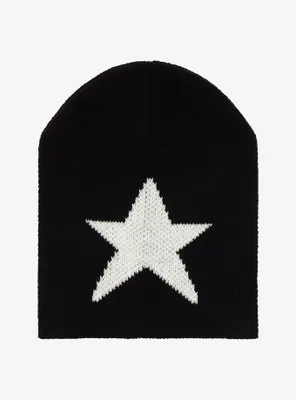 Black & White Star Knit Beanie