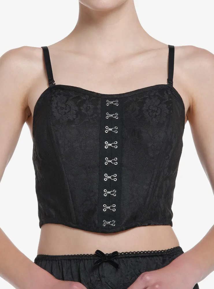 Thorn & Fable Black Lace Girls Crop Corset