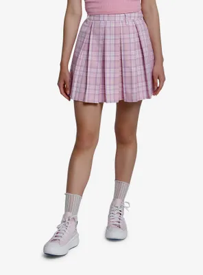 Sweet Society Pink & Lavender Plaid Pleated Skirt