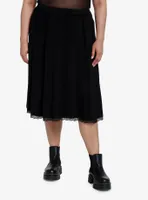 Cosmic Aura Black Lace Midi Skirt Plus