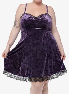 Cosmic Aura Purple Velvet Slip Dress Plus