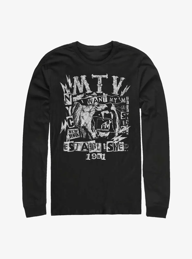 MTV Punk Lion Poster Logo Long-Sleeve T-Shirt