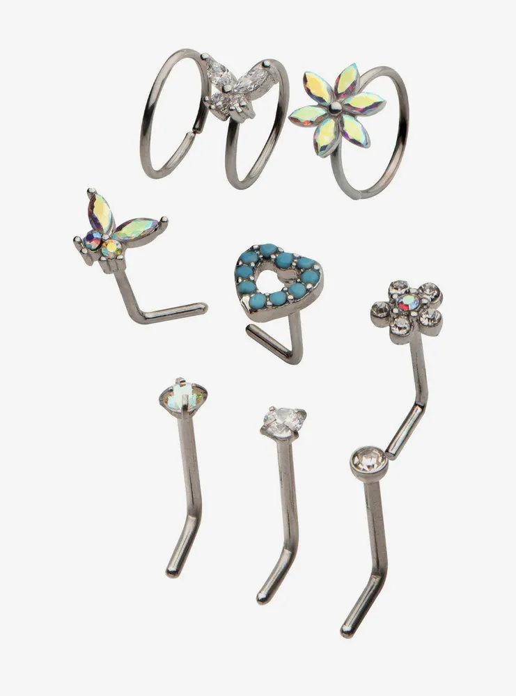 Steel Witchy Celestial Nose Stud & Hoop 9 Pack | Hot Topic